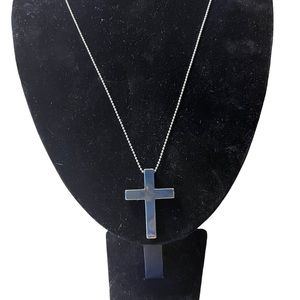 Men’s Stainless Steel Cross and Beaded Chain